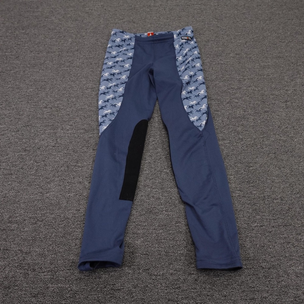 Kerrits Leggings Youth Large Blue Horse Print Riding Leggings Equestrian - Picture 1 of 9